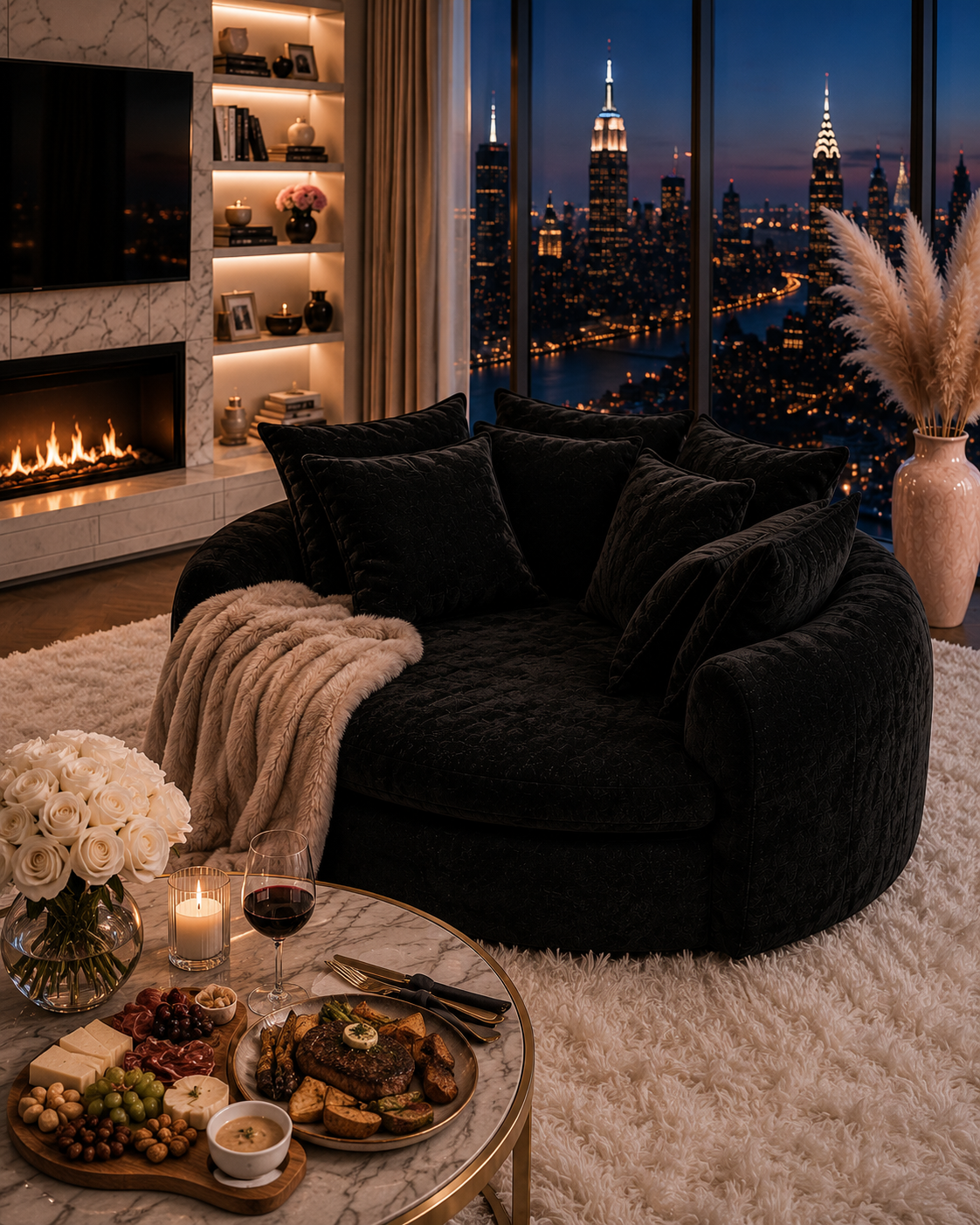 59.8” Cloud Lounge Sofa | Black Chenille Sleeper Couch | Oversized Chair