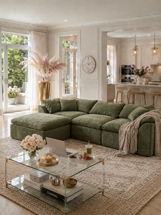 Cozy Cloud Oversized Sectional Sofa with Ottoman | Cozy Modular Chenille Couch