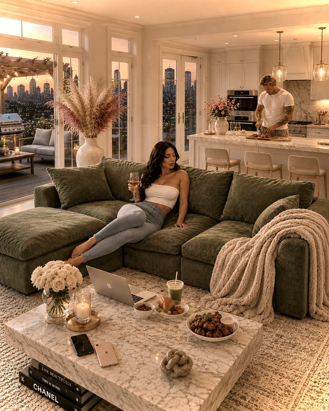 Cozy Cloud Oversized Sectional Sofa with Ottoman | Cozy Modular Chenille Couch