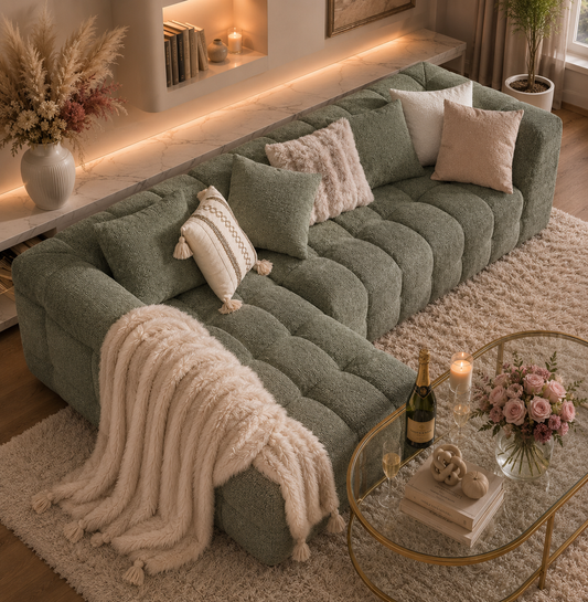Luxury L-Shaped Cloud Couch | Modular Chenille Sleeper Sofa | Deep Seat | No Assembly
