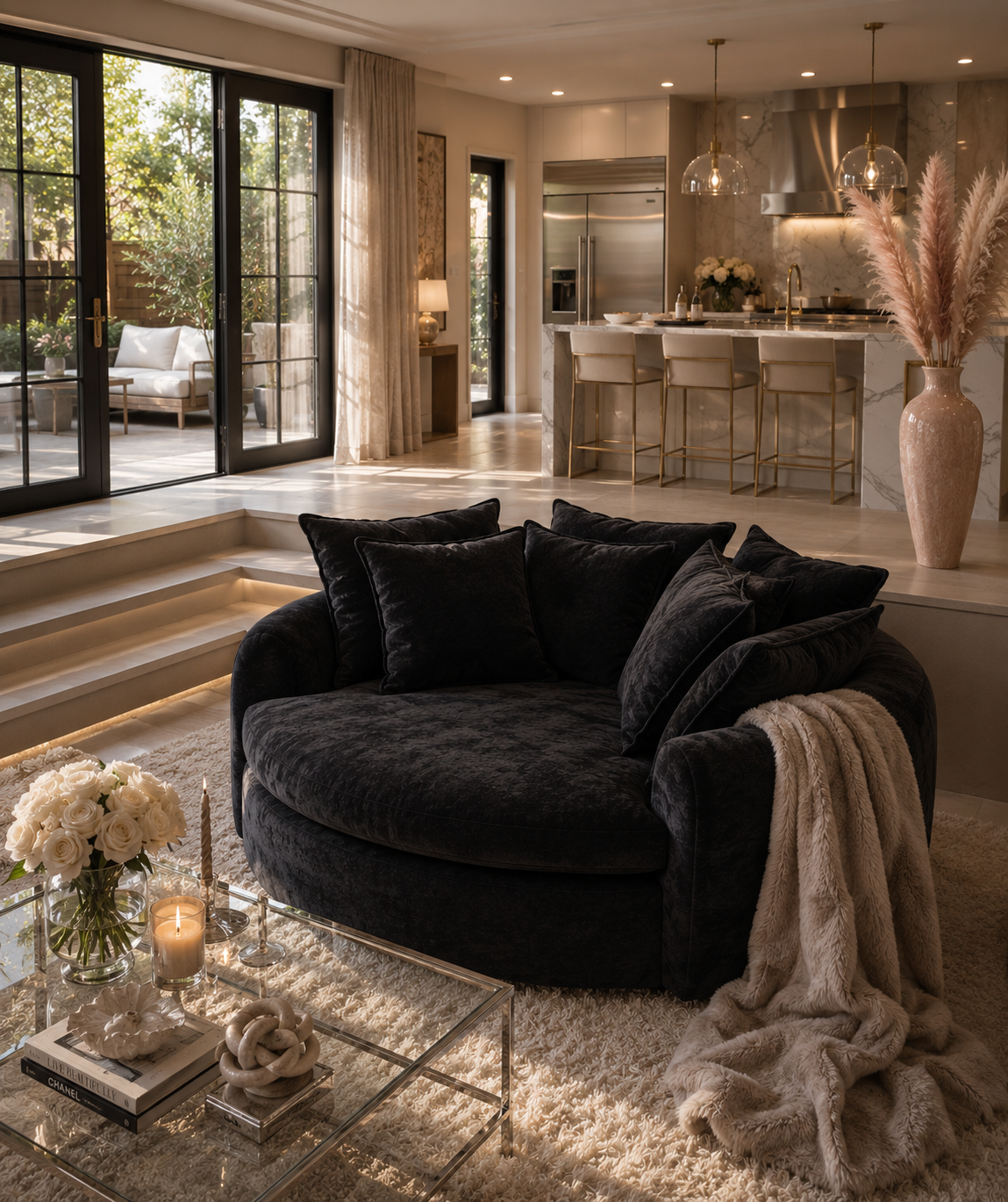59.8” Cloud Lounge Sofa | Black Chenille Sleeper Couch | Oversized Chair