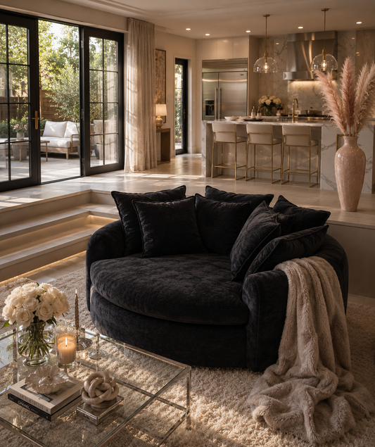 59.8” Cloud Lounge Sofa | Black Chenille Sleeper Couch | Oversized Chair