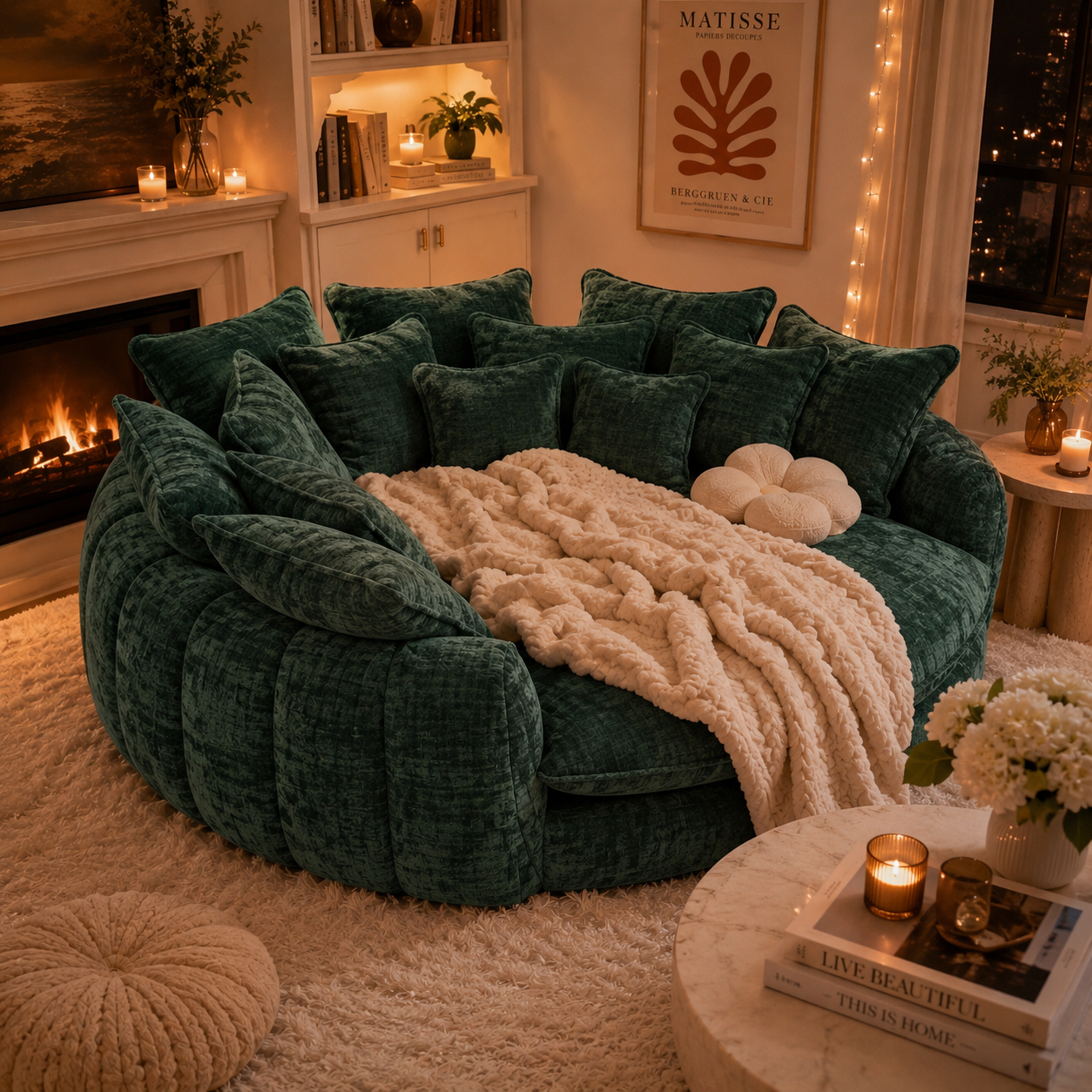 Oversized Cloud Sofa | Plush Chenille Lounge Couch | Cozy Aesthetic Furniture