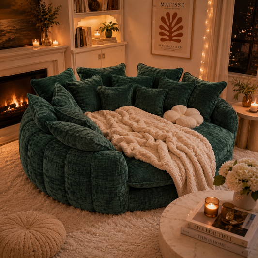 Oversized Cloud Sofa | Plush Chenille Lounge Couch | Cozy Aesthetic Furniture