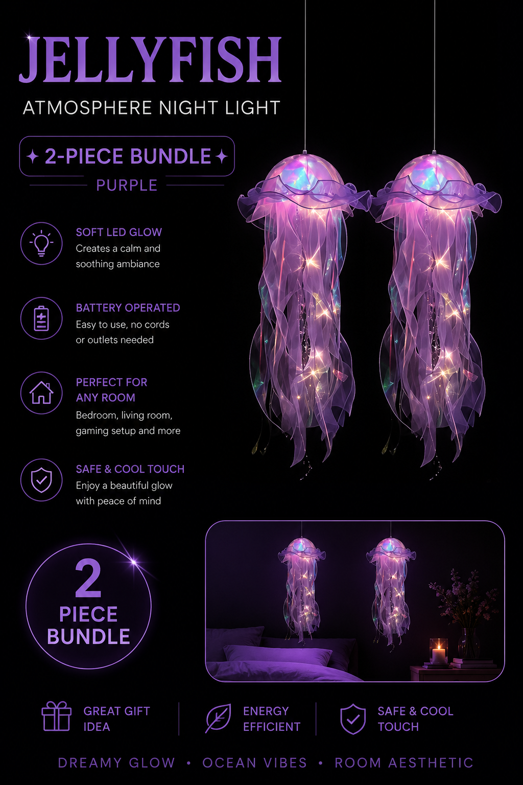 Ocean Glow LED Jellyfish Lantern