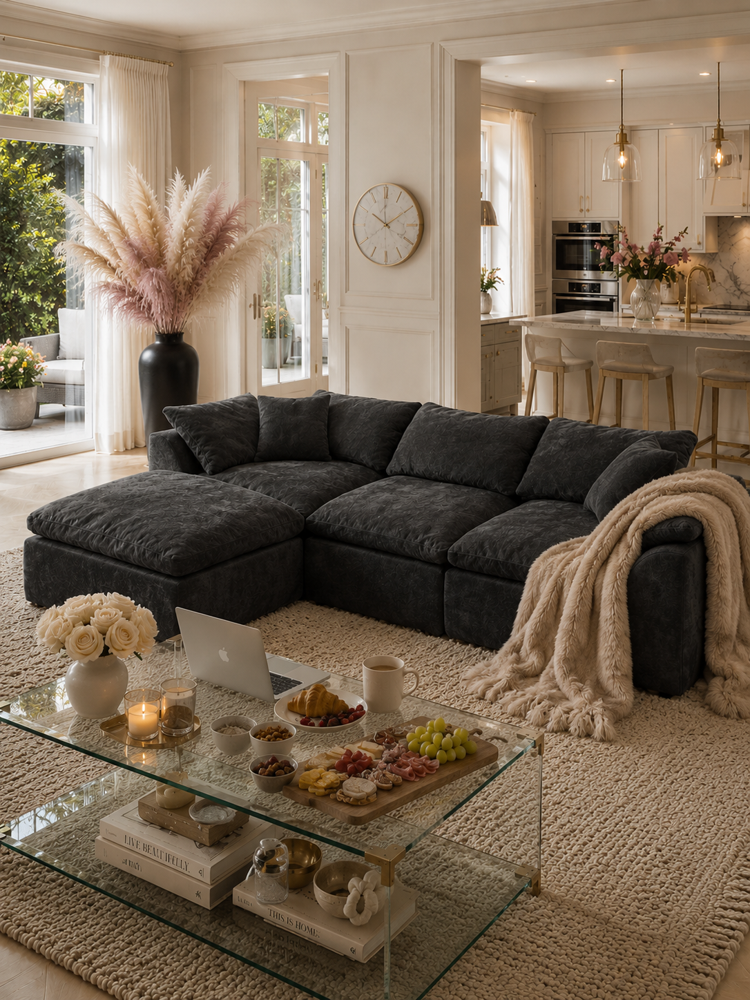 Cozy Cloud Oversized Sectional Sofa with Ottoman | Cozy Modular Chenille Couch