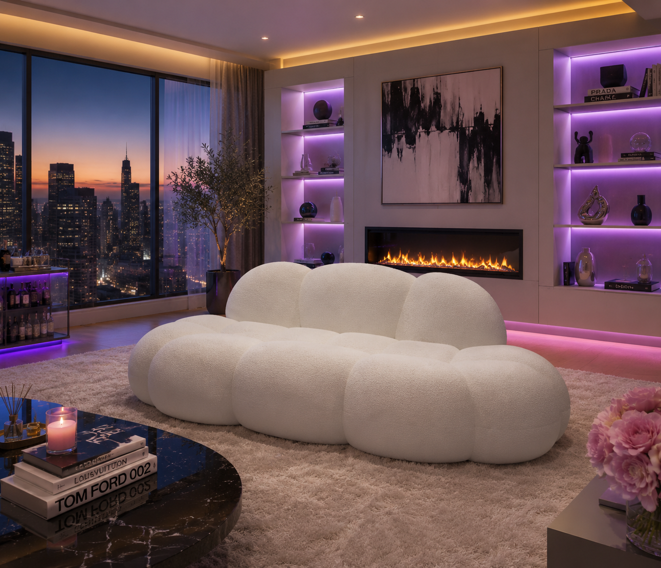 Cloud Shaped Couch | Italian Modern Bubble Sofa | Boucle Cloud Lounge | No Assembly