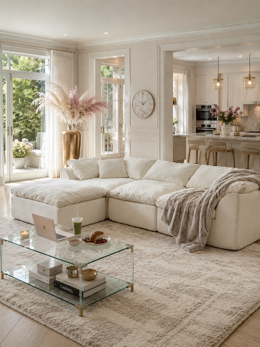 Cozy Cloud Oversized Sectional Sofa with Ottoman | Cozy Modular Chenille Couch
