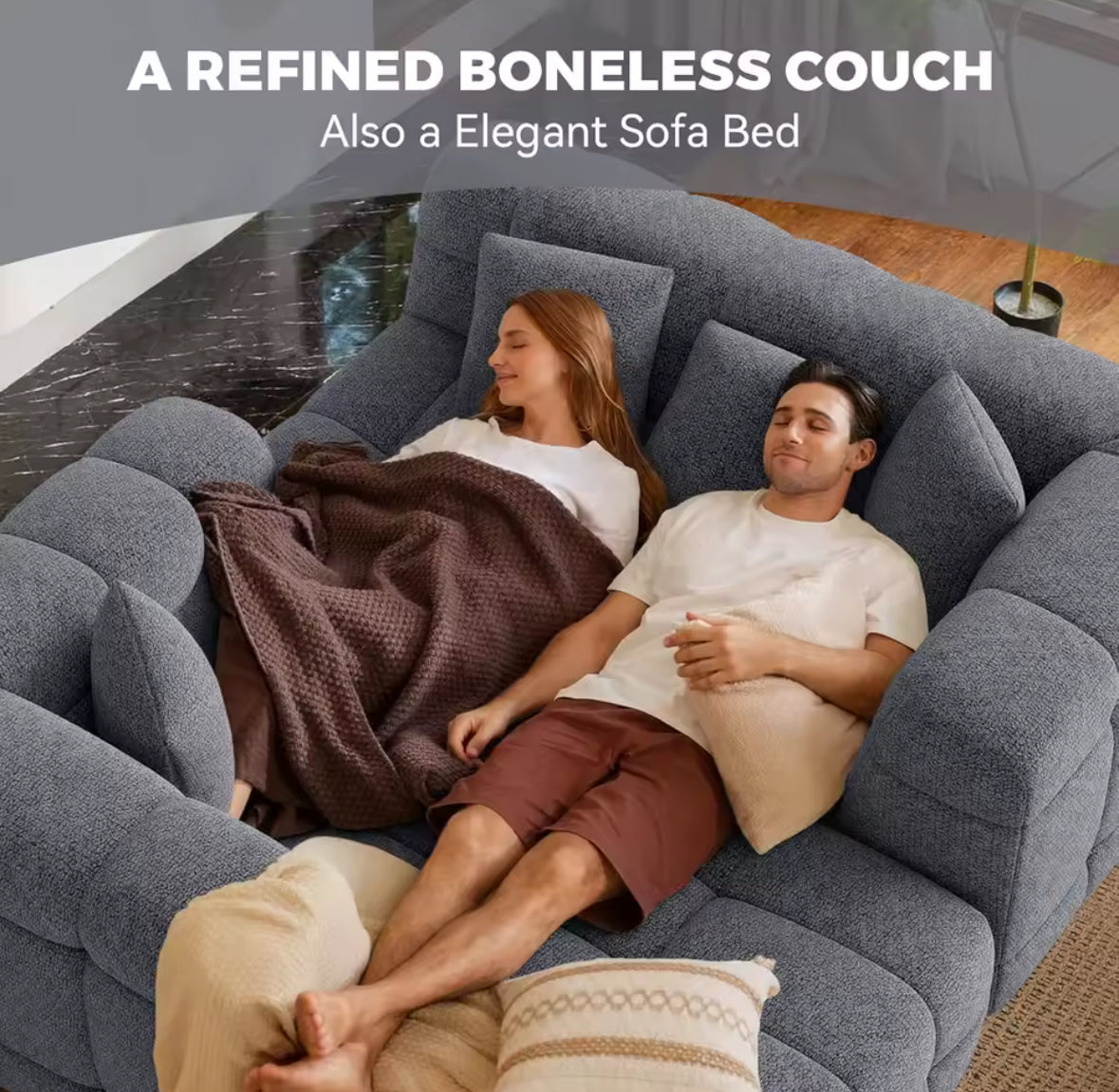 Luxury L-Shaped Cloud Couch | Modular Chenille Sleeper Sofa | Deep Seat | No Assembly