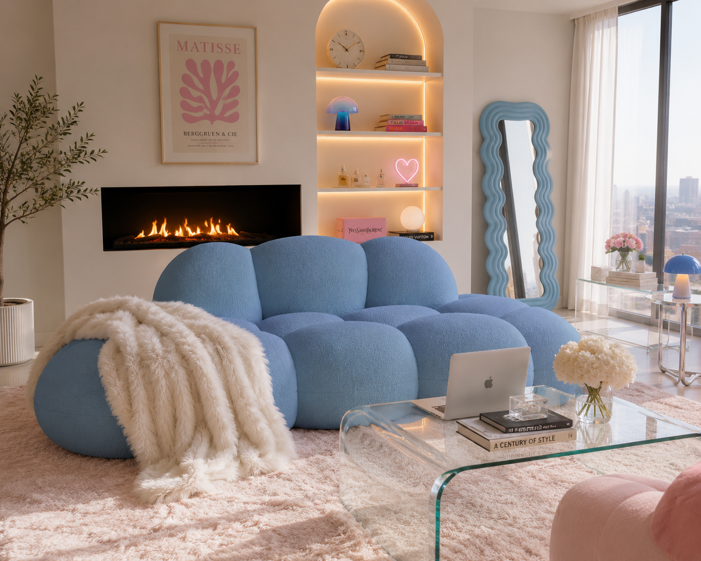 Cloud Shaped Couch | Italian Modern Bubble Sofa | Boucle Cloud Lounge | No Assembly