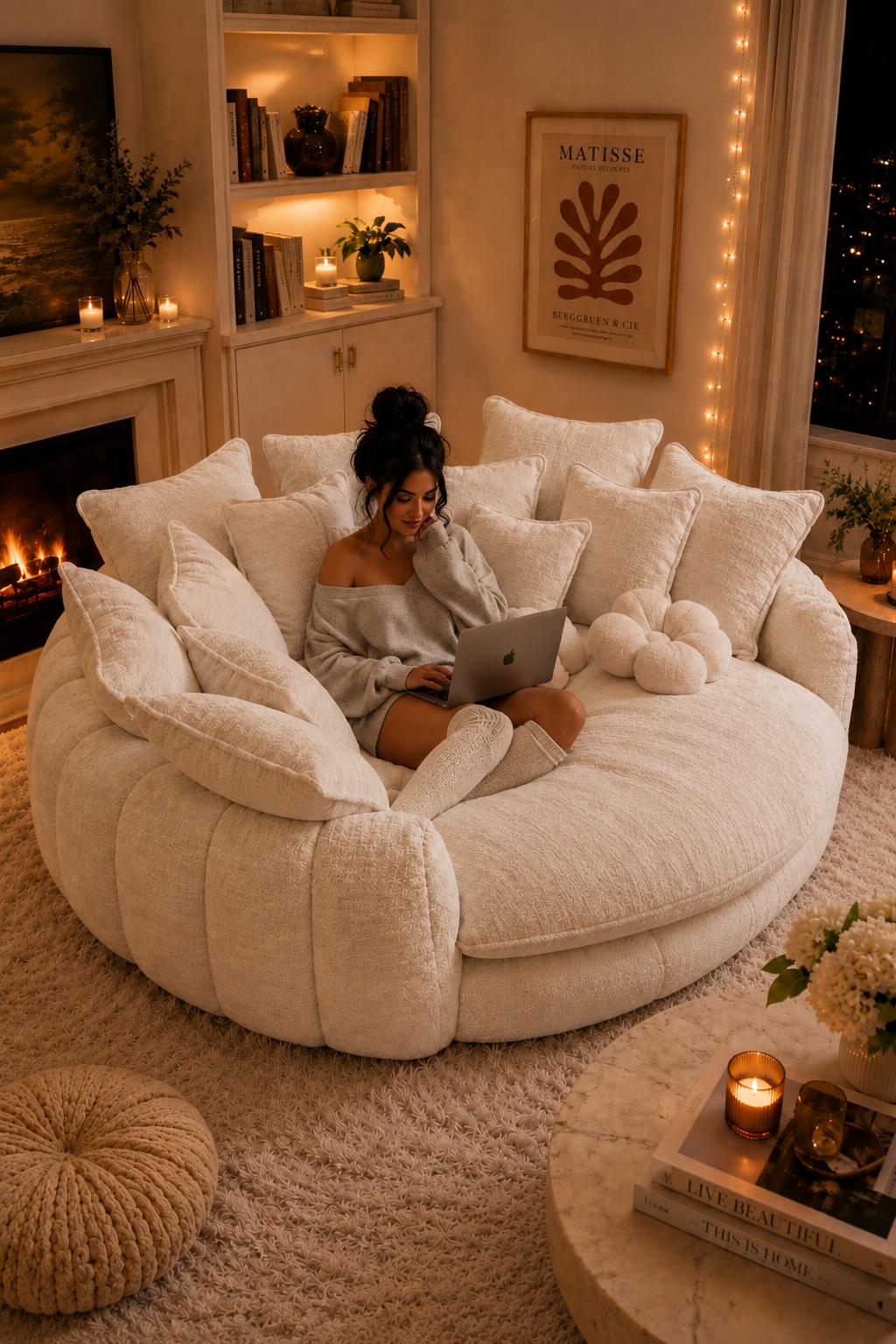 Oversized Cloud Sofa | Plush Chenille Lounge Couch | Cozy Aesthetic Furniture