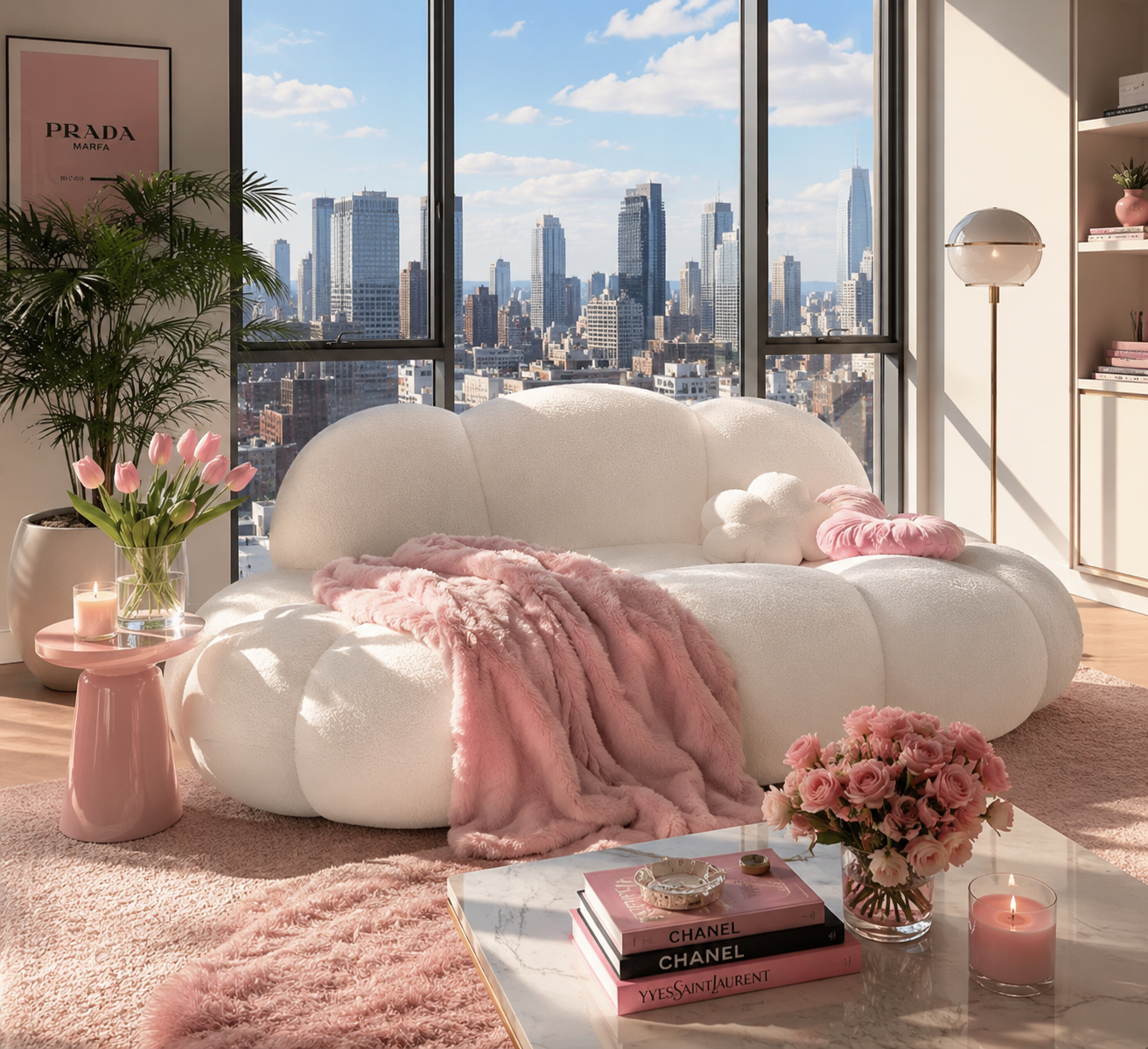 Cloud Shaped Couch | Italian Modern Bubble Sofa | Boucle Cloud Lounge | No Assembly