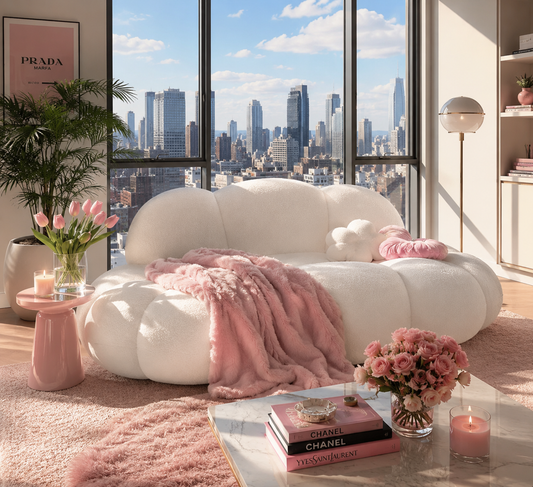 Cloud Shaped Couch | Italian Modern Bubble Sofa | Boucle Cloud Lounge | No Assembly
