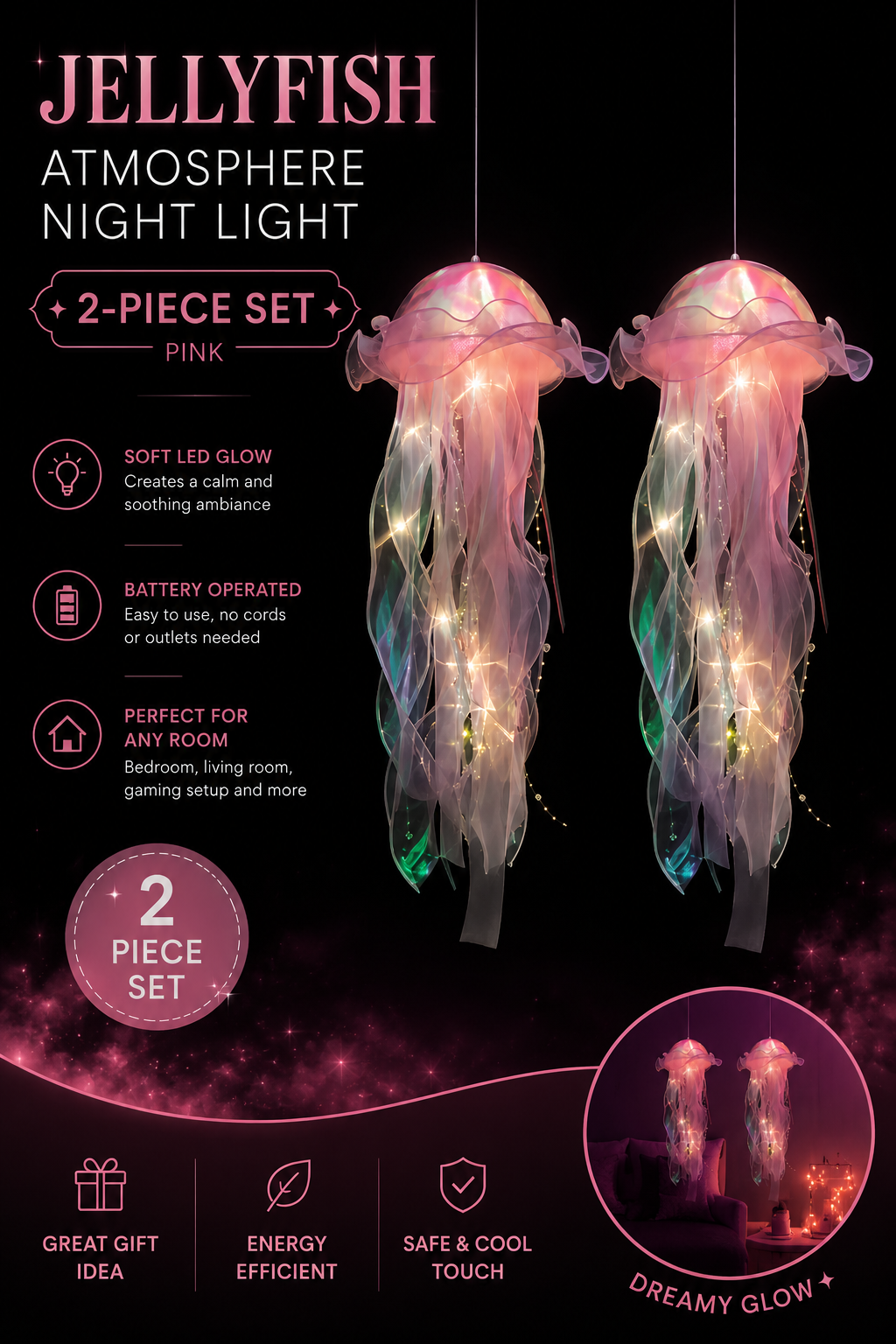 Ocean Glow LED Jellyfish Lantern