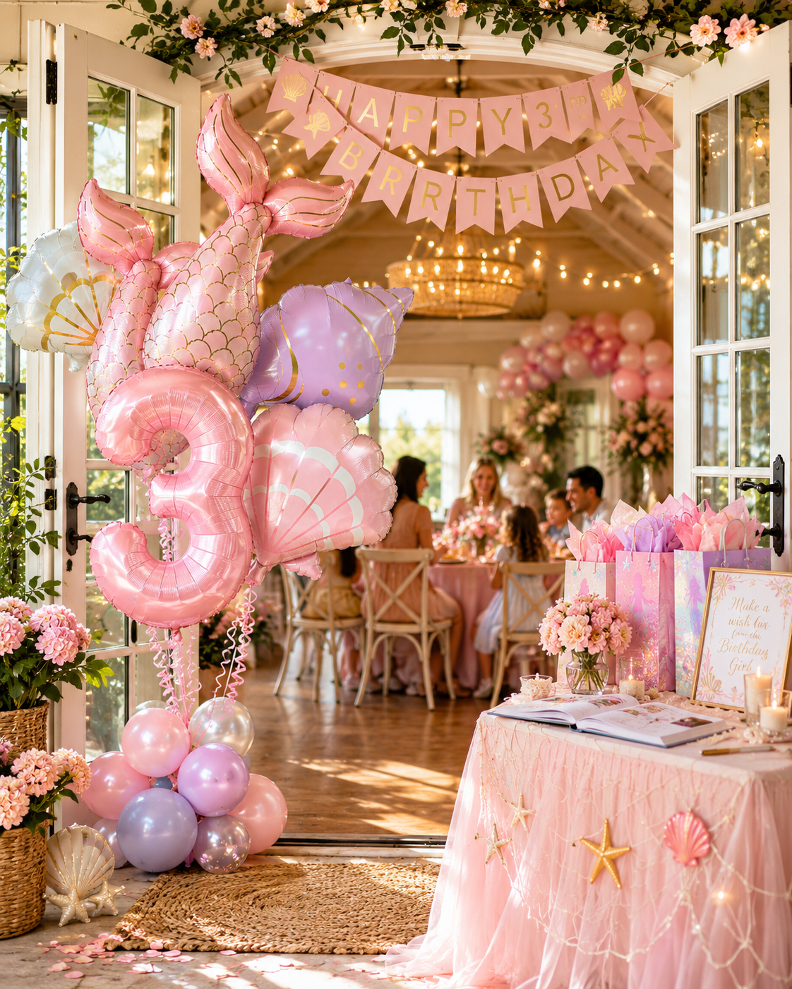 Mermaid Balloon Set | 7 Piece Foil Balloon Bundle | Under the Sea Birthday Decor