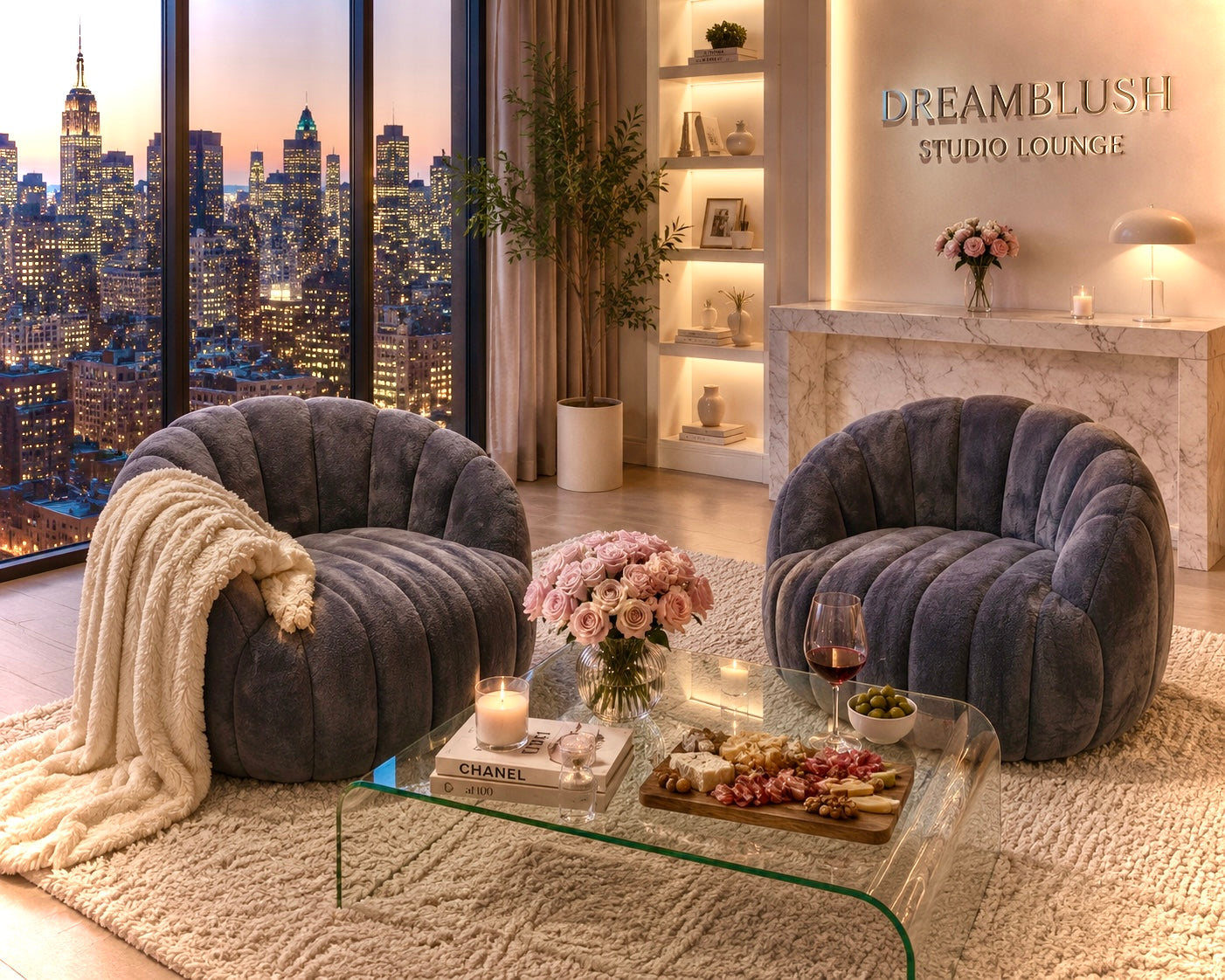 Luxury Pumpkin Accent Chair | Cozy NYC Apartment Decor & Modern Living Room Inspiration