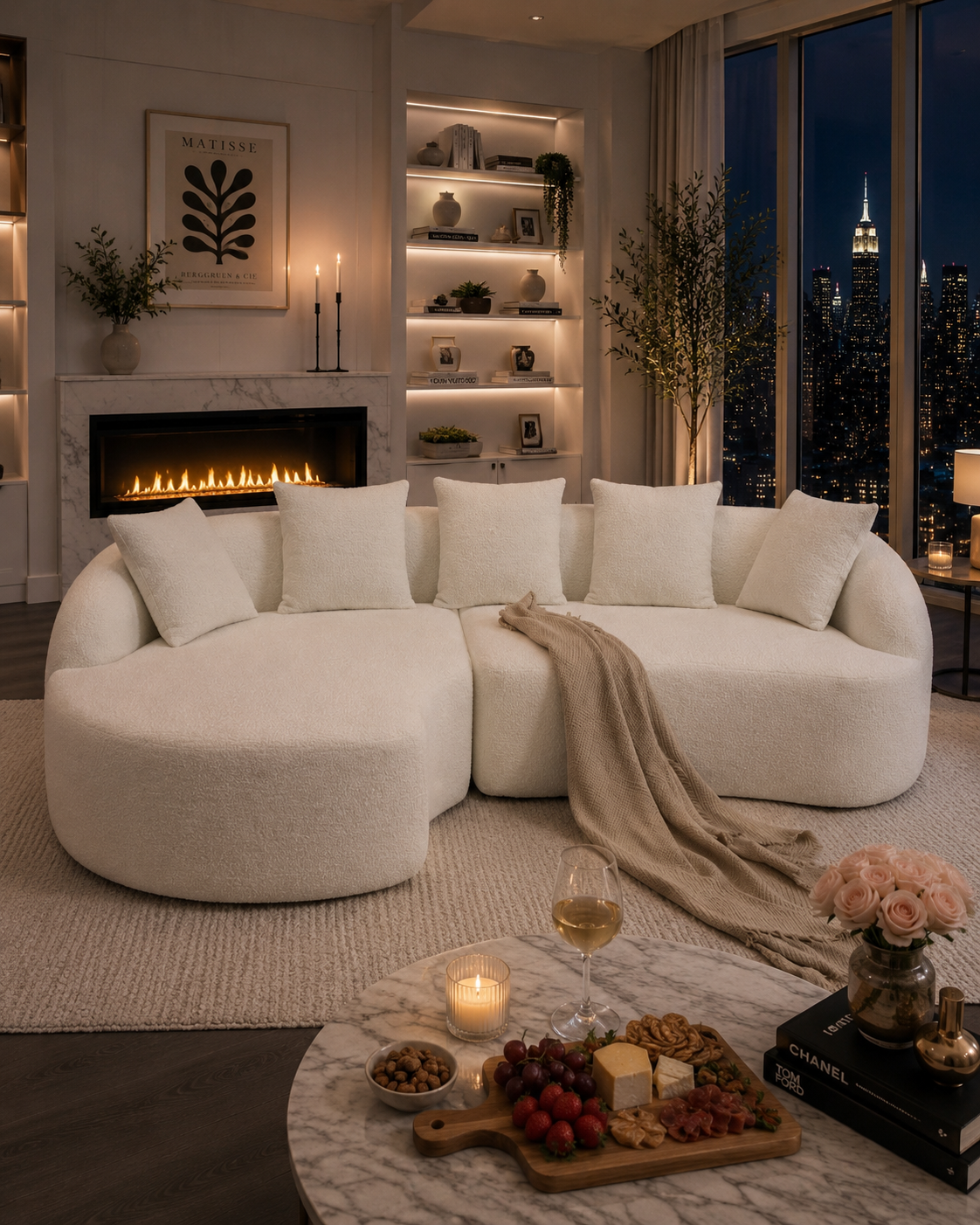 Boneless Cloud Sofa | Curved Modular Couch | Luxury Chenille Lounge Sofa | No Assembly