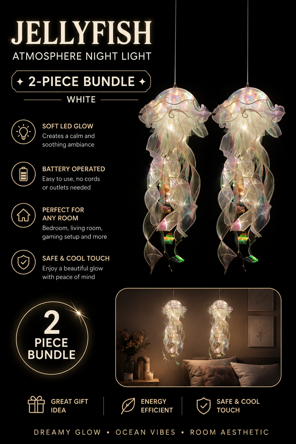 Ocean Glow LED Jellyfish Lantern