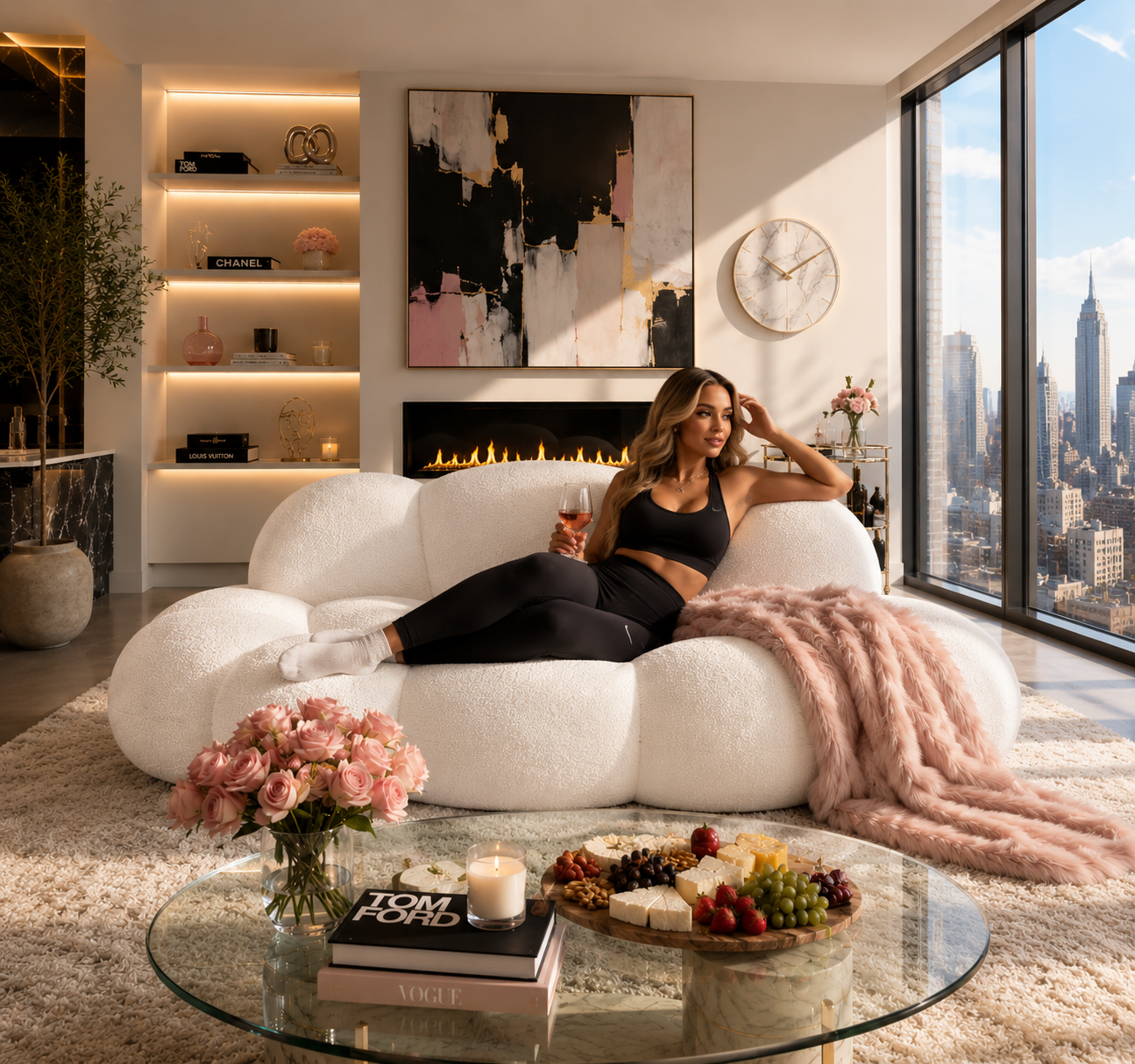 Cloud Shaped Couch | Italian Modern Bubble Sofa | Boucle Cloud Lounge | No Assembly
