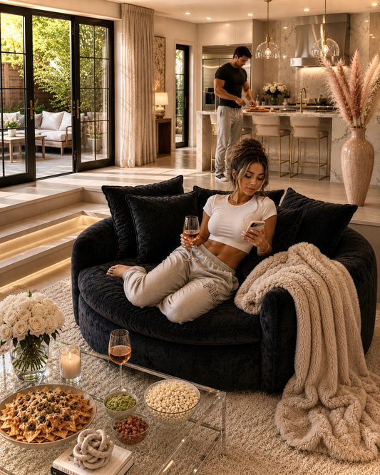 59.8” Cloud Lounge Sofa | Black Chenille Sleeper Couch | Oversized Chair