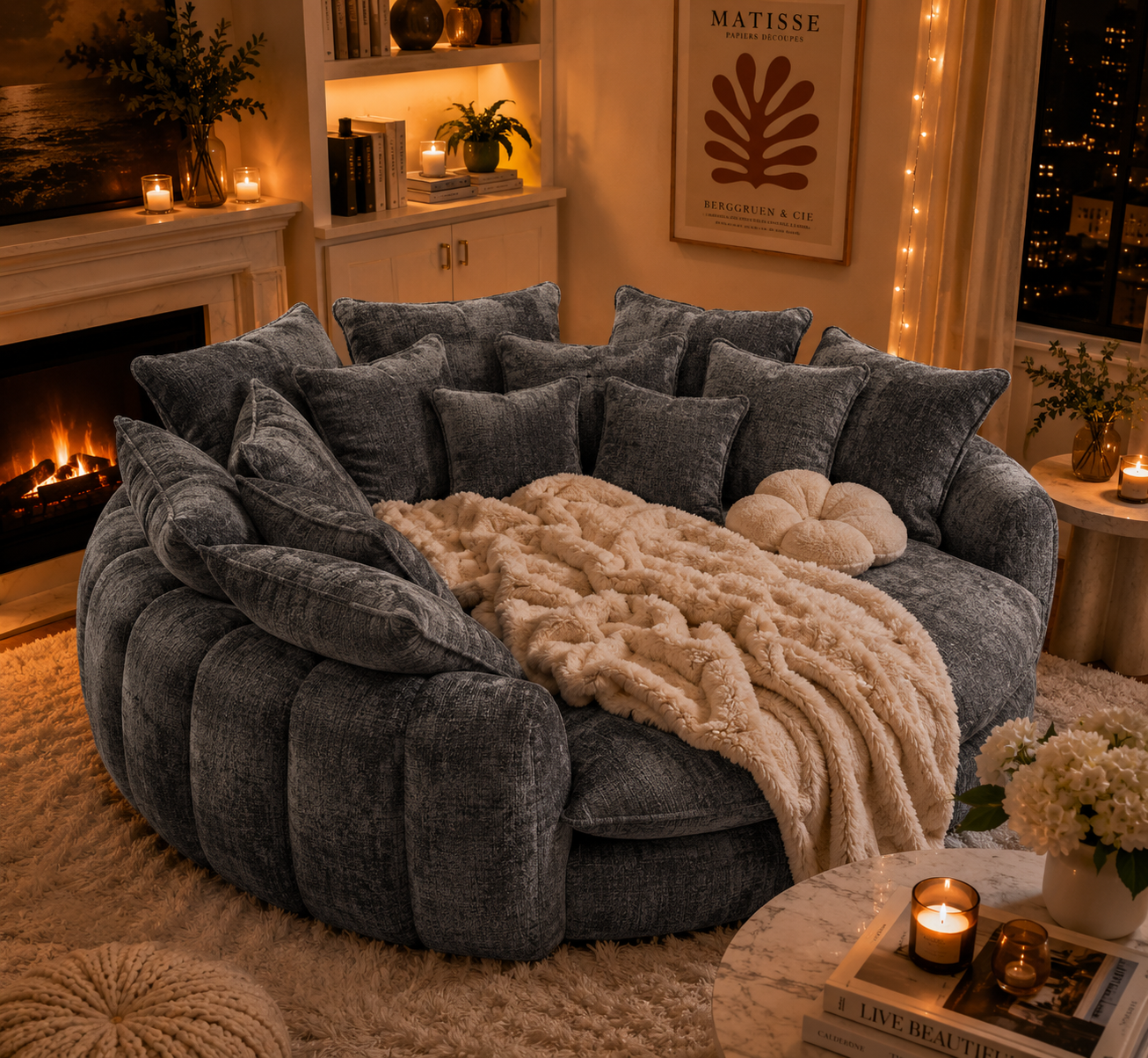 Oversized Cloud Sofa | Plush Chenille Lounge Couch | Cozy Aesthetic Furniture